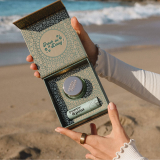 Poppy & Pout lip care duo with natural lip scrub and coordinating lip balm in eco-friendly packaging