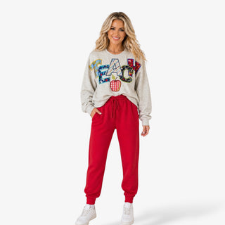 Queen of Sparkles Apple Teach Sweatshirt colorful teacher graphic casual outfit front view