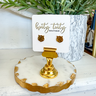 Mini Tiger Stud Earrings Gold