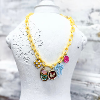 Yellow Chain Charm Necklace