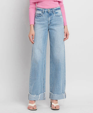 High Rise Cuff Baggy Jeans