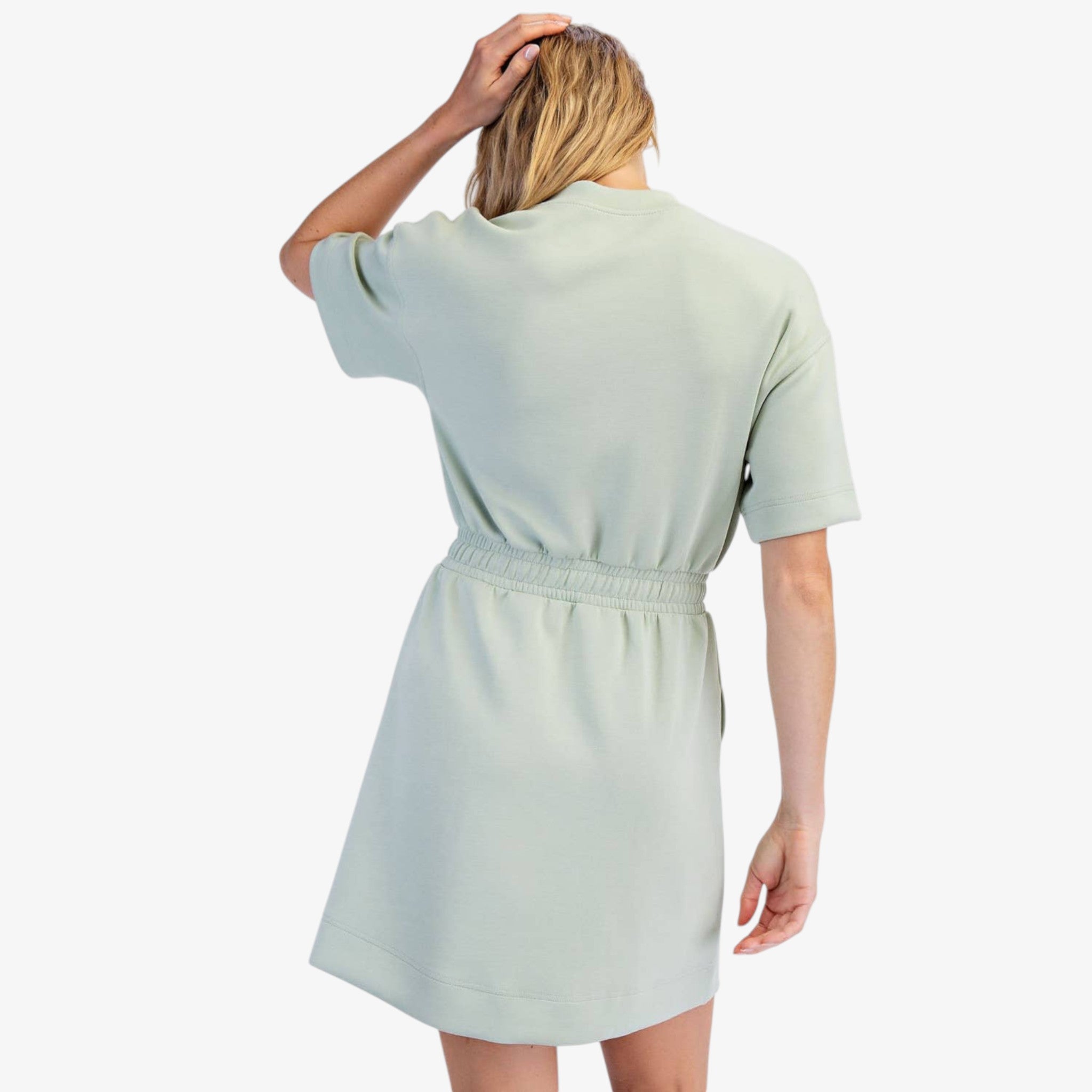Modal Scuba Mini Dress with Pockets | Casual Drawstring Waist Dress Modal Scuba Mini Dress with Pockets | Casual Drawstring Waist Dress