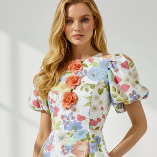 Floral Rosette Mini Dress