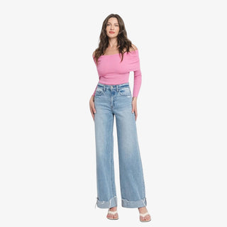 High Rise Cuff Baggy Jeans