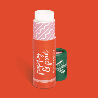 Poppy & Pout Sugared & Spiced Lip Balm in eco-friendly tube with hydrating natural formula