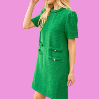 Emerald Tweed Dress