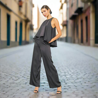 Black Tie Satin Jumpsuit