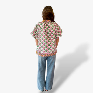 Pink Petal Split Neck Top