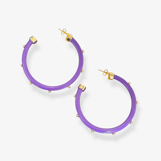 Purple Studded Hoop Earrings