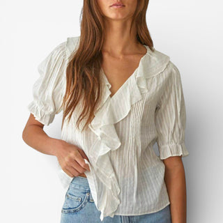 Ruffle V-Neck Blouse