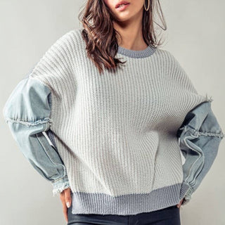 Mixed Media Grey Sweater