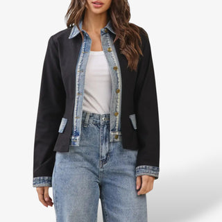 Black Blazer with Denim Trim