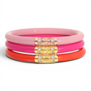 BuDhaGirl Three Kings Valentina bangles pink stack front view