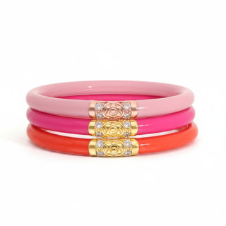 BuDhaGirl Three Kings Valentina bangles pink stack front view