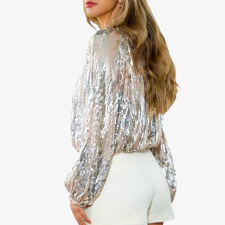Metallic Sequin Blouson Top
