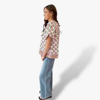 Pink Petal Split Neck Top