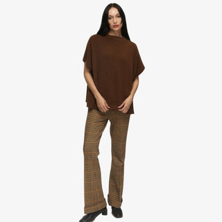 Gwyneth Caroline Top in camel ribbed knit with mock neck and long sleeves, timeless fall essential for effortless layering.