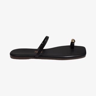 TKEES black toe ring sandal minimal flat sandal side view