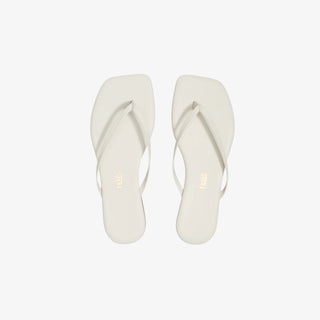 TKEES Lily square toe flip flop sandal in cream with minimalist design and cushioned flat sole