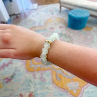 Kyra Glass Bead Stretch Bracelet Ocean
