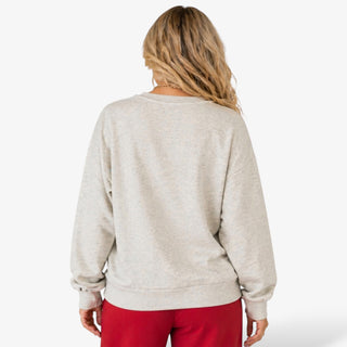 Queen of Sparkles Apple Teach Sweatshirt back view neutral oversized fit casual teacher outfit