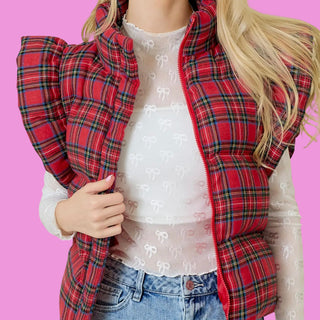 Plaid Puffer Vest