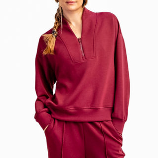 Half Zip Scuba Sweatshirt Wine