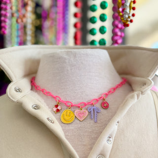 Pink Chain Charm Necklace