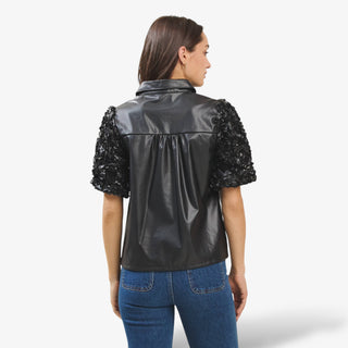 Black Vegan Leather Blouse