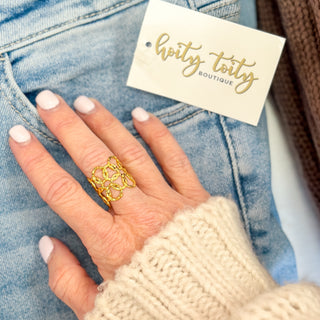 Gold Geometric Adjustable Ring