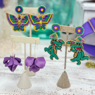 Mardi Gras Butterfly Earrings