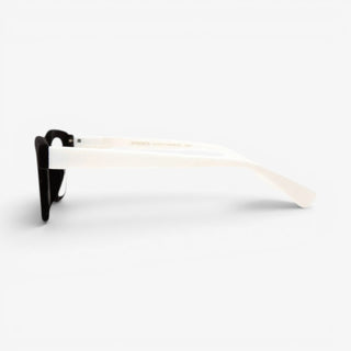 EyeJets Dubai black velvet blue light readers side profile with white temples showing the lightweight frame