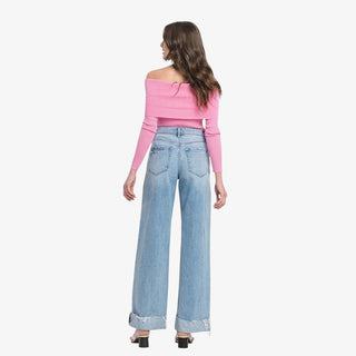 High Rise Cuff Baggy Jeans