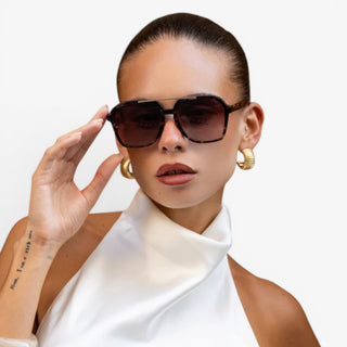 FREYRS Spencer tortoise brown aviator sunglasses worn by model lifestyle view