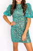 Queen Of Sparkles Floral Sequin Teal Dress