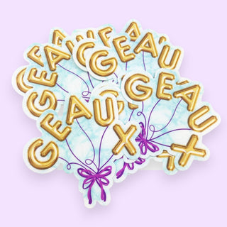 Vinyl GameDay Geaux sticker with gold Balloon design 