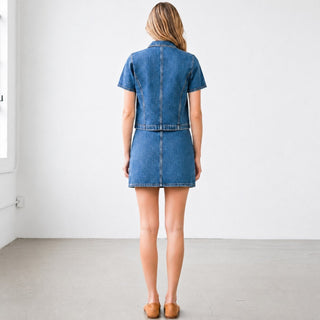 Button Detail Denim Skirt
