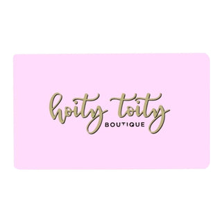 Hoity Toity Boutique digital gift card image – customers receive a printable QR code for in-store or online use