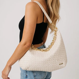 Sienna Slouchy Woven Shoulder Bag – Cream