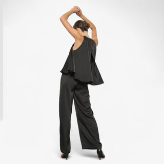 Black Tie Satin Jumpsuit