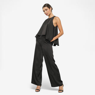 Black Tie Satin Jumpsuit