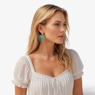 Turquoise Sunburst Drop Earrings