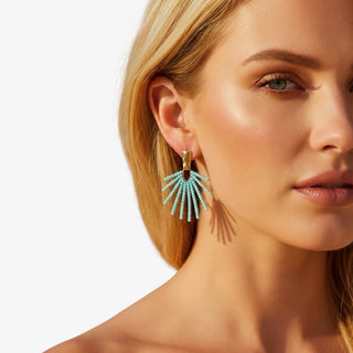 Turquoise Sunburst Drop Earrings