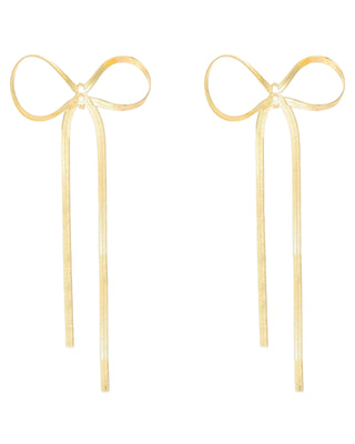 Elegant gold bow ribbon style earrings, perfect for adding charm to any outfit.