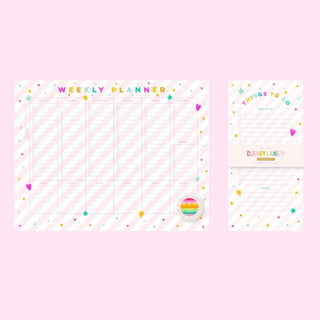 Pink Stripes Weekly Planner Notepad