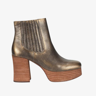 Kork-Ease Baylie metallic leather platform ankle boots with block heel