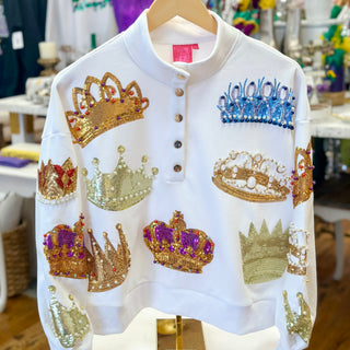 Queen of Sparkles White Crown Sweatshirt