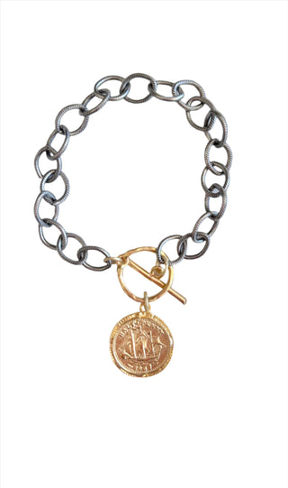 Kitzi Victoria Coin Mixed Metal Bracelet