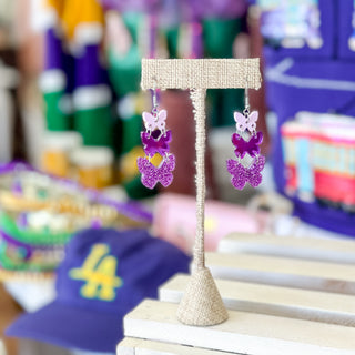 Triple Purple Butterfly Earrings