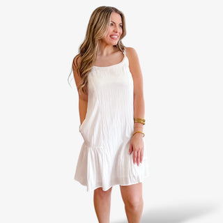 white crinkle cotton dress Milana White Crinkle Cotton Dress